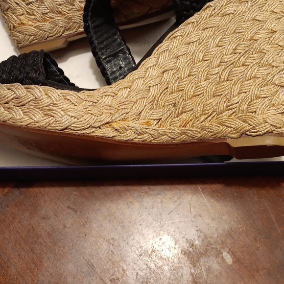 Stuart Weitzman Alex Nero Crochet Black  Woven Wedges Sandals 9.5 M - Picture 14 of 16